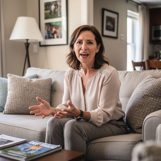 Комфортабельная гостиная с современными мебелями и уютным освещением